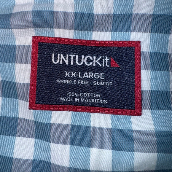 Untuckit Button down Gingham shirt wrinkle free slim fit Cotton 2XL - Picture 5 of 10